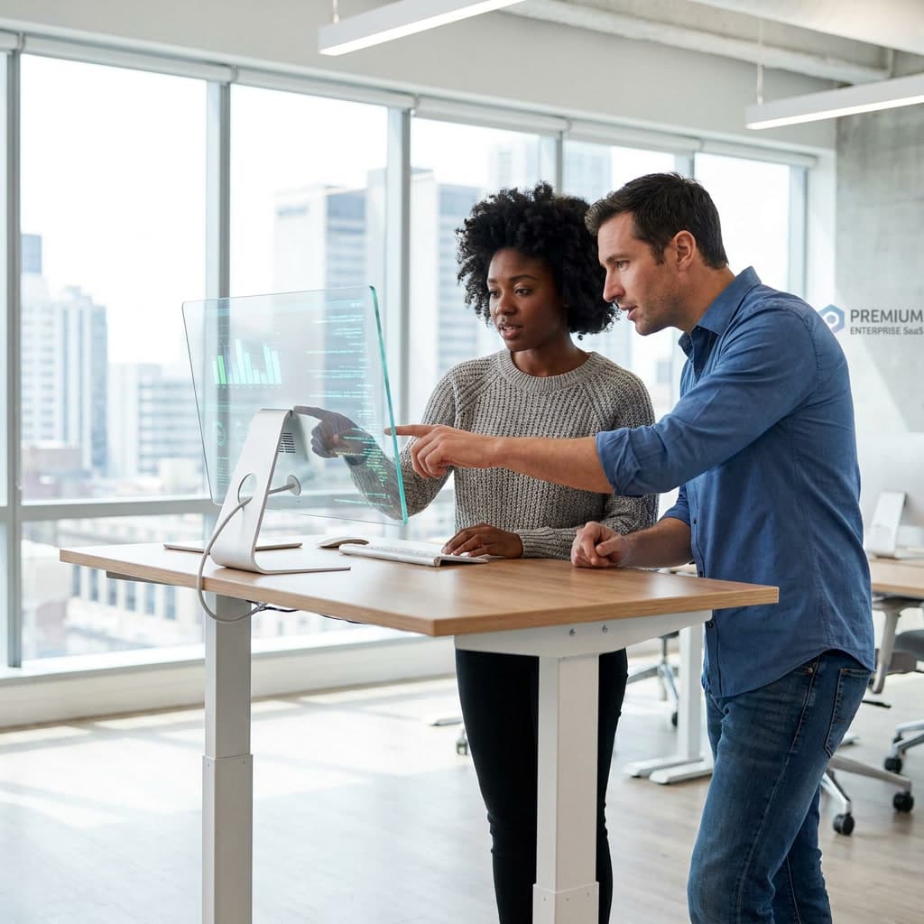 Software engineer collaborating on AI workflows