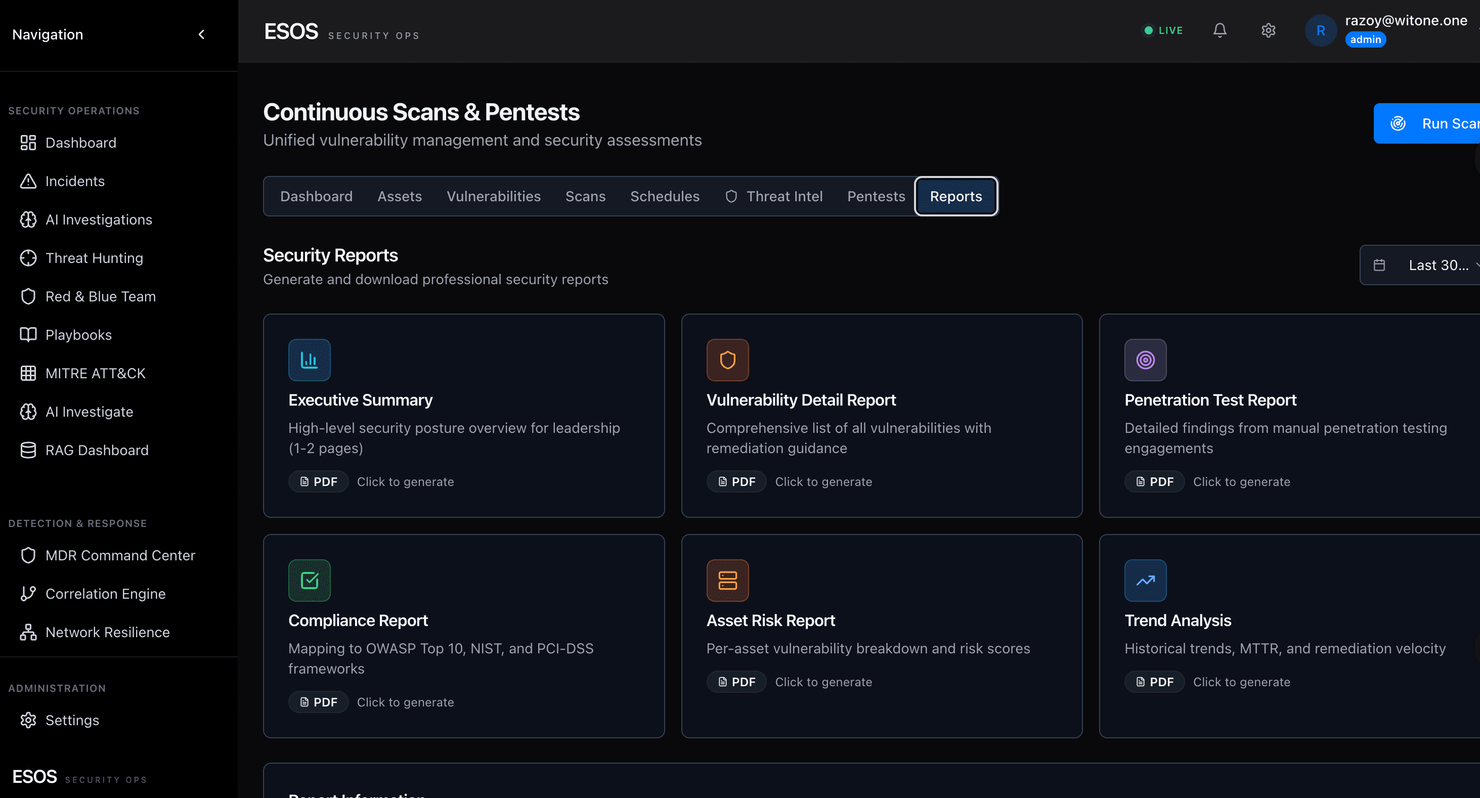 WIT OS Vulnerability Management cockpit · prioritized CVE remediation queue with EPSS / KEV / CMDB criticality